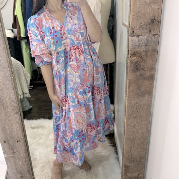 Umgee Vibrant Paisley floral maxi Dress size medium oversized and flowy - Picture 6 of 12